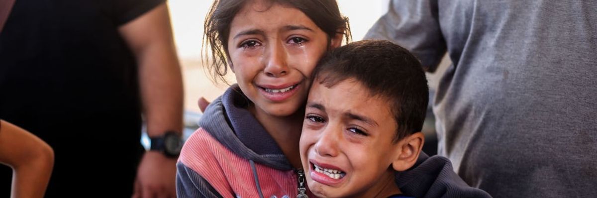 Children crying in Gaza