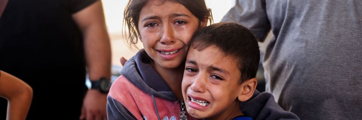 Children crying in Gaza