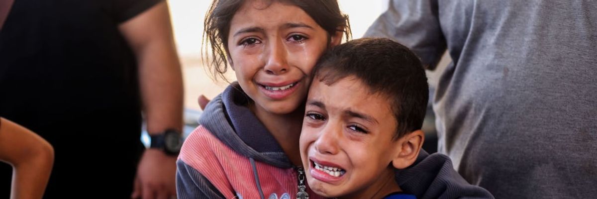 Children crying in Gaza