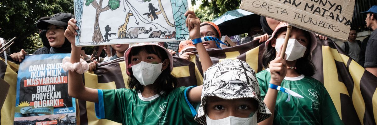 Children march for climate in Indonesia