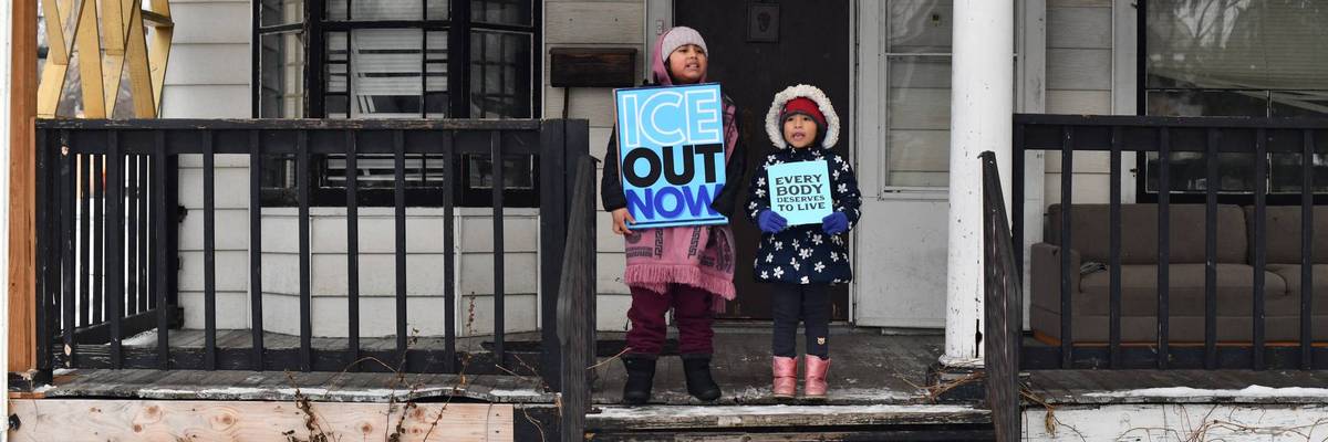 Children protest ICE in Minneapolis.