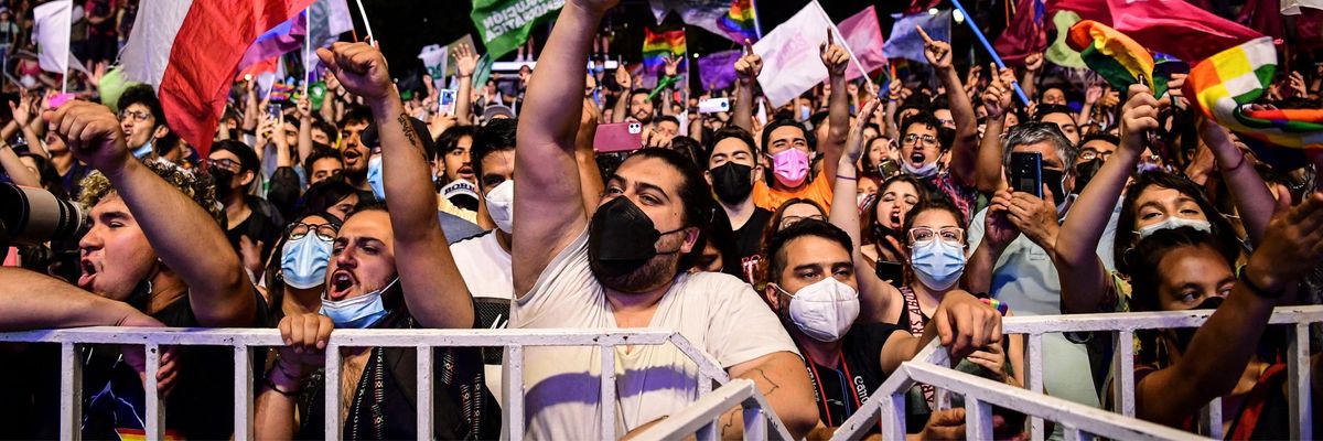 Chileans celebrate the presidential election results