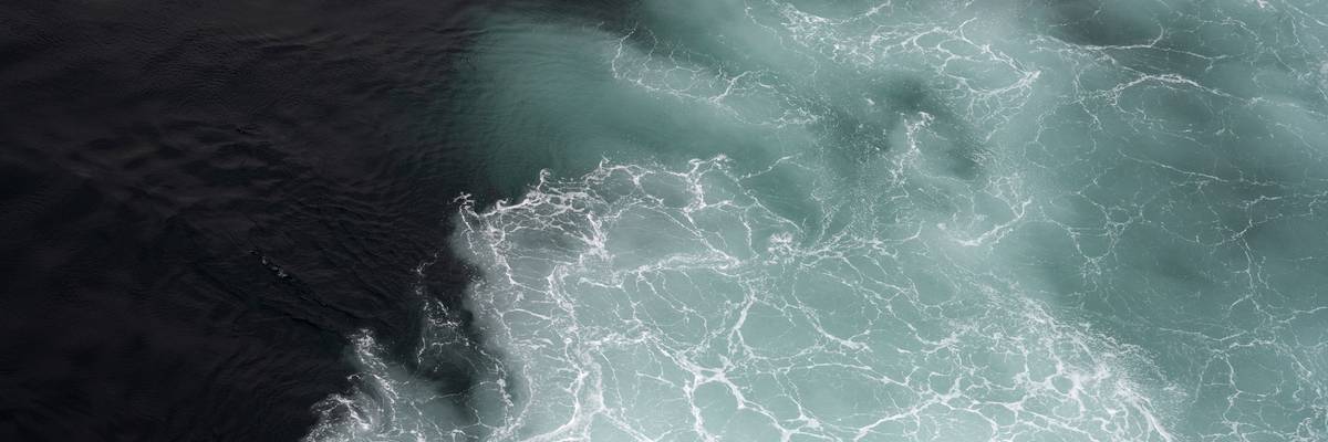 Churning ocean waters.