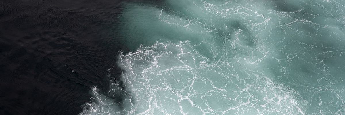 Churning ocean waters.