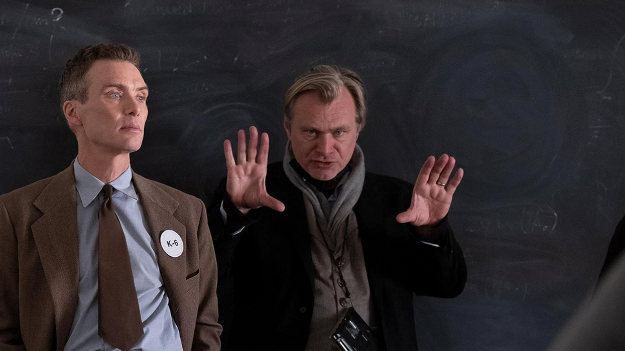 Cillian Murphy and Christopher Nolan on set of Oppenheimer