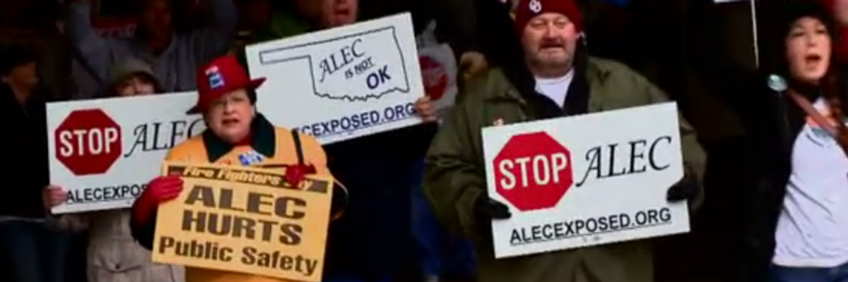 Citizens protesting ALEC