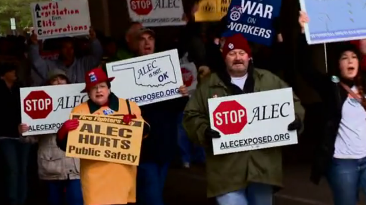 Citizens protesting ALEC