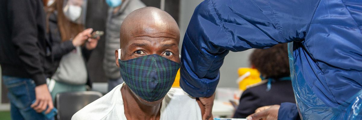 Citizens receive the Covid-19 vaccine at Jabulani Mall Mobile Vaccination Site on July 6, 2021 in Soweto, South Africa