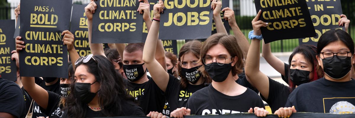 Climate activist demonstrate outside of the White House