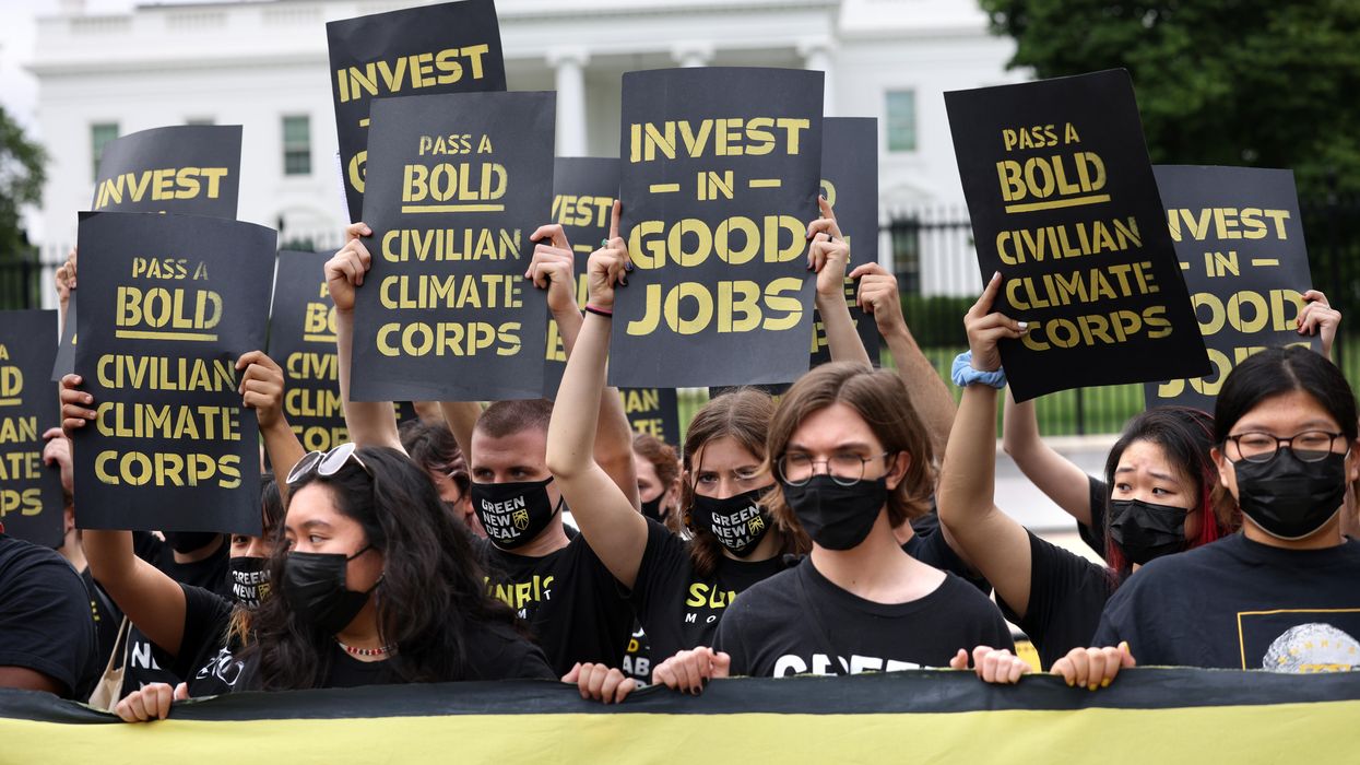 Climate activist demonstrate outside of the White House