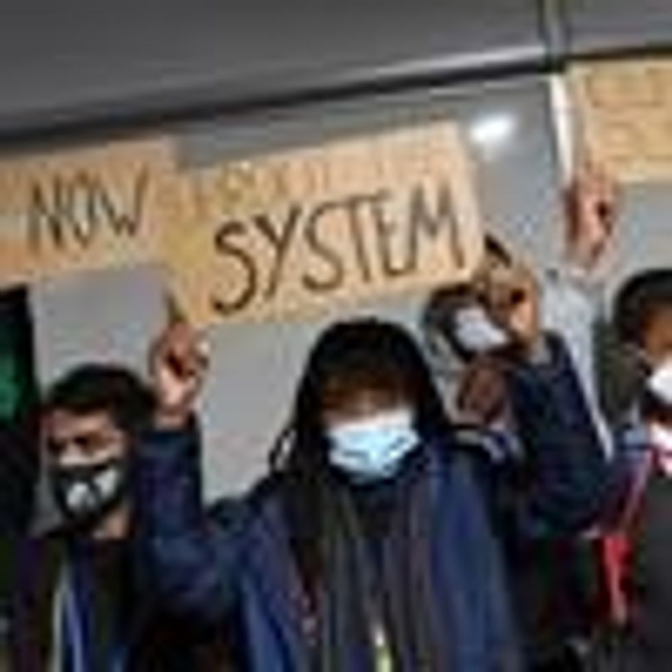 Climate activist protest ahead of a COP26 session in Glasgow.
