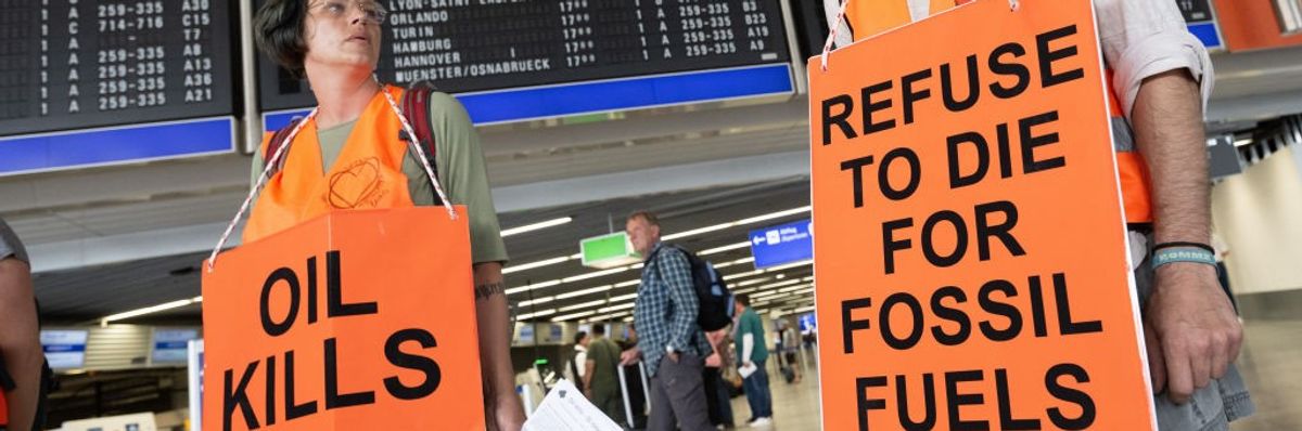 climate activists at airport