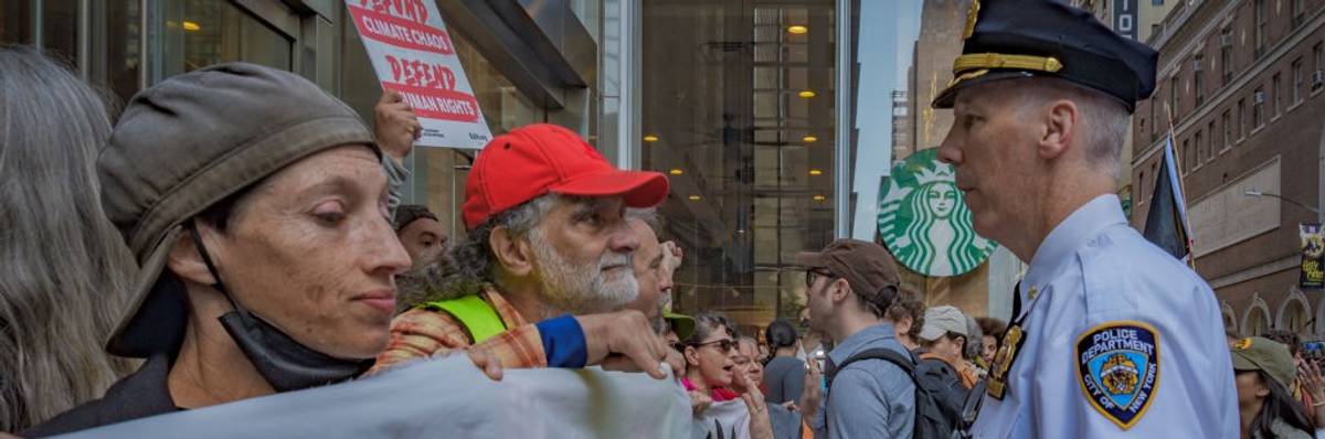 Climate activists block entrance to Bank of America