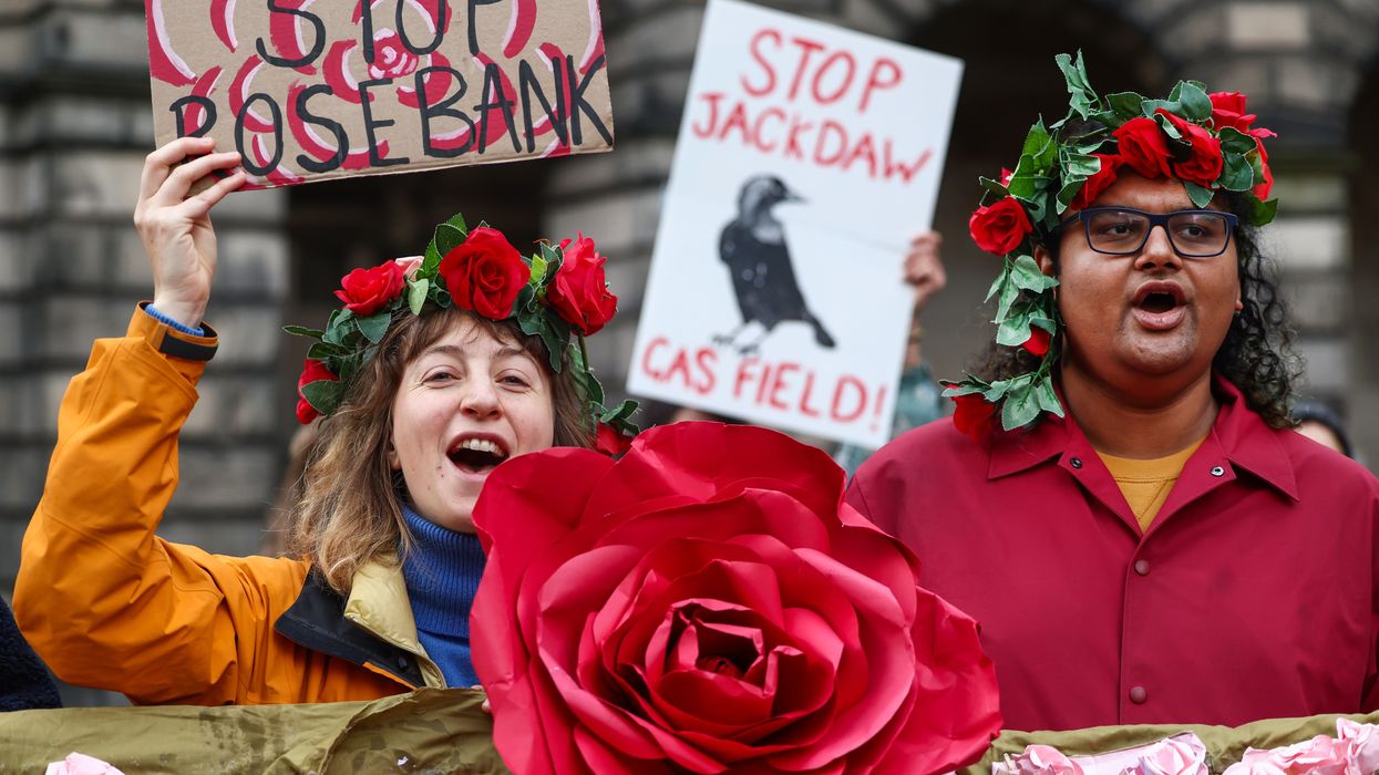 Climate activists demonstrate against Rosebank and Jackdaw fossil fuel projects