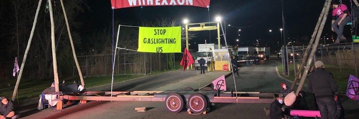 Climate activists form a blockade