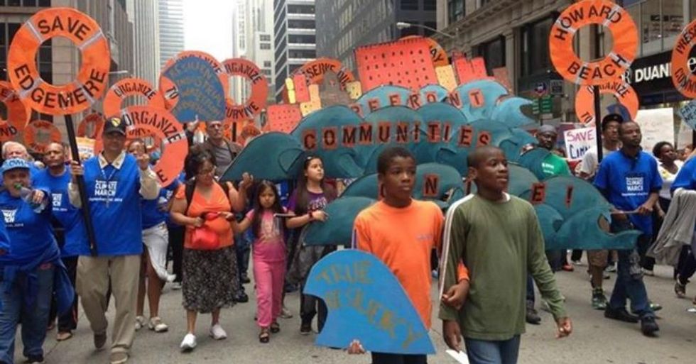 Climate activists from the Shorefront communities march. (Photo: Our Power Campaign)