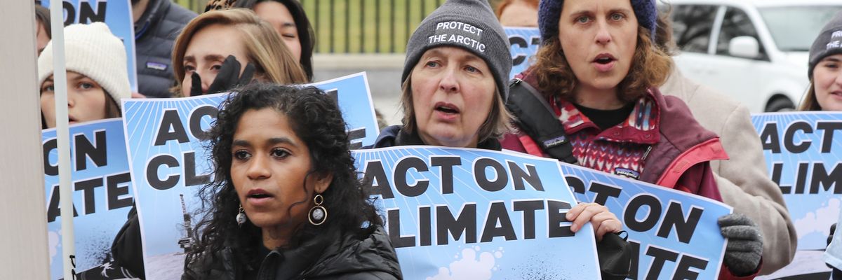 Climate activists gather to demand that President Biden stop the Willow Project