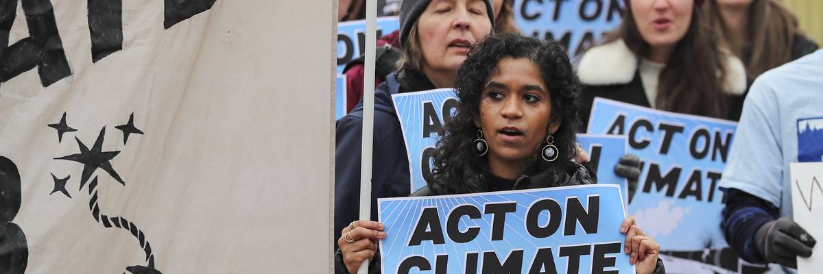 Climate activists gather to protest with demanding President Biden stop the Willow Project