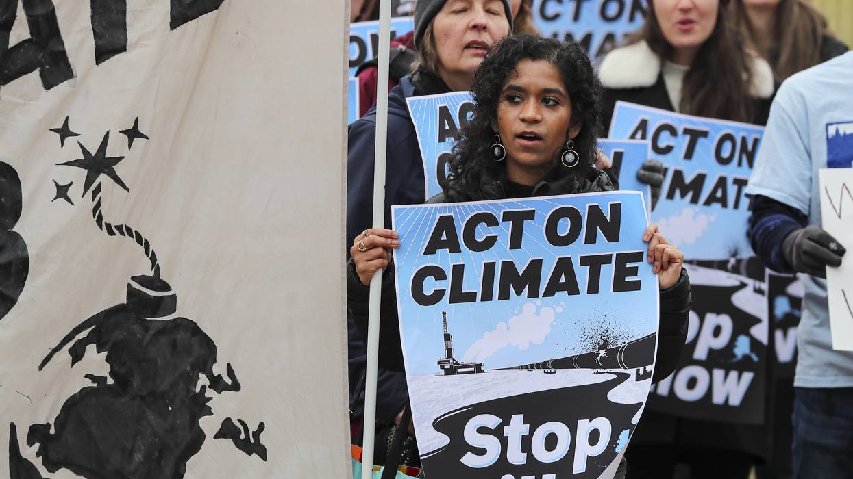 Climate activists gather to protest with demanding President Biden stop the Willow Project