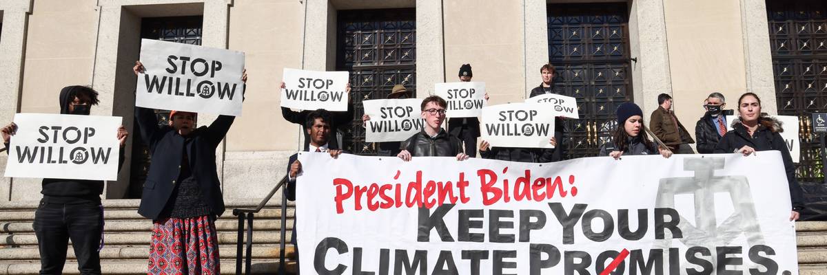 Climate activists hold a demonstration