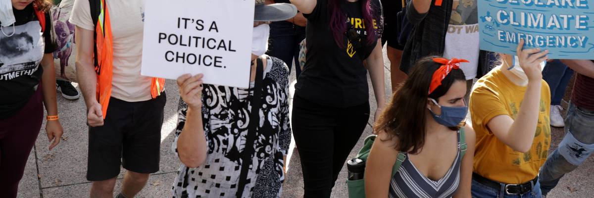 Climate activists participate in a demonstration