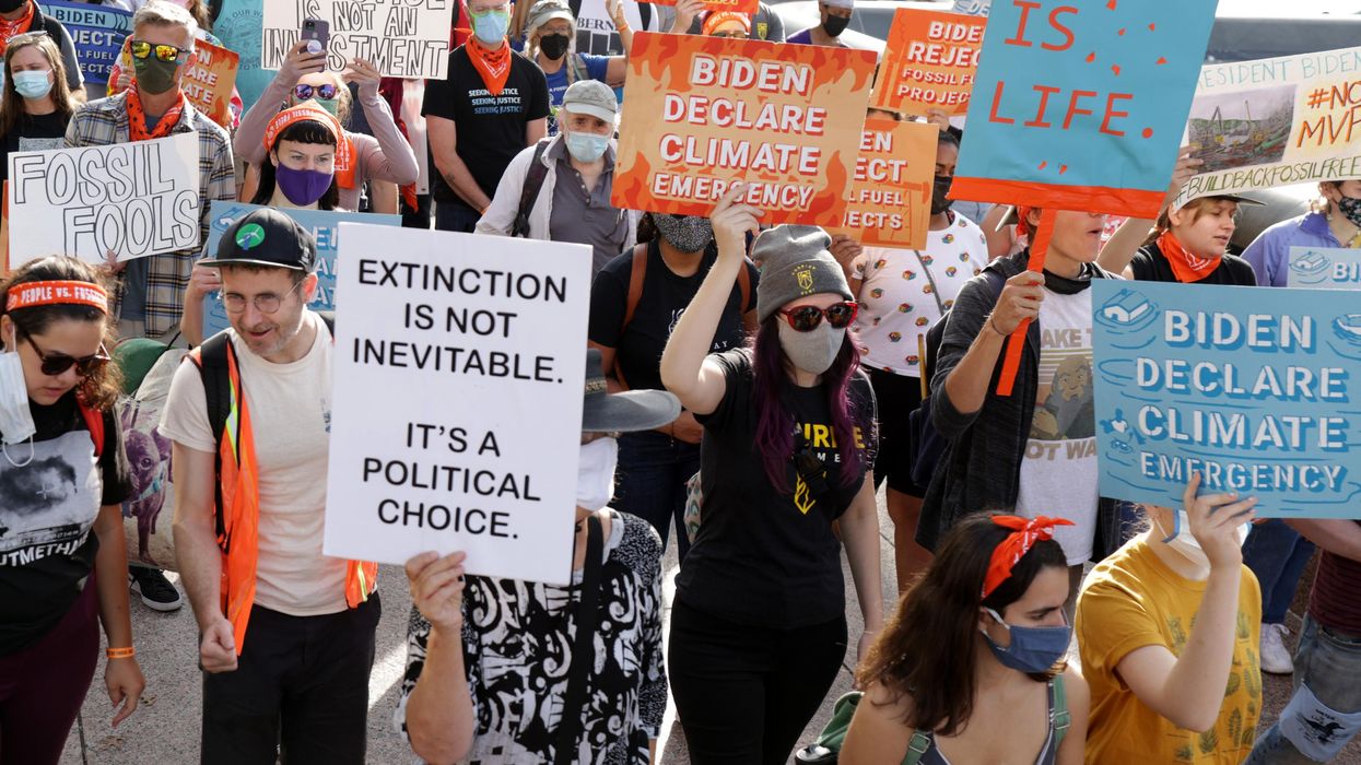 Climate activists participate in a demonstration