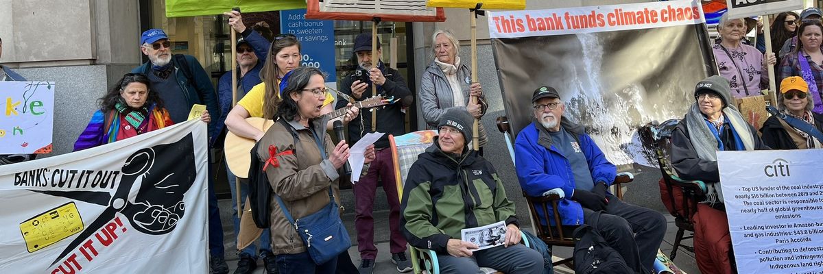 Climate activists participate in a national day of action on March 21, 2023.