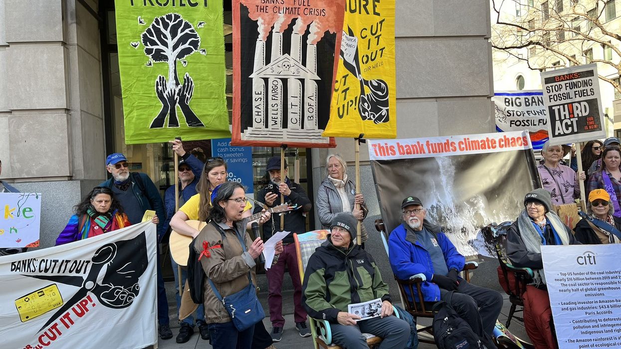 Climate activists participate in a national day of action on March 21, 2023.