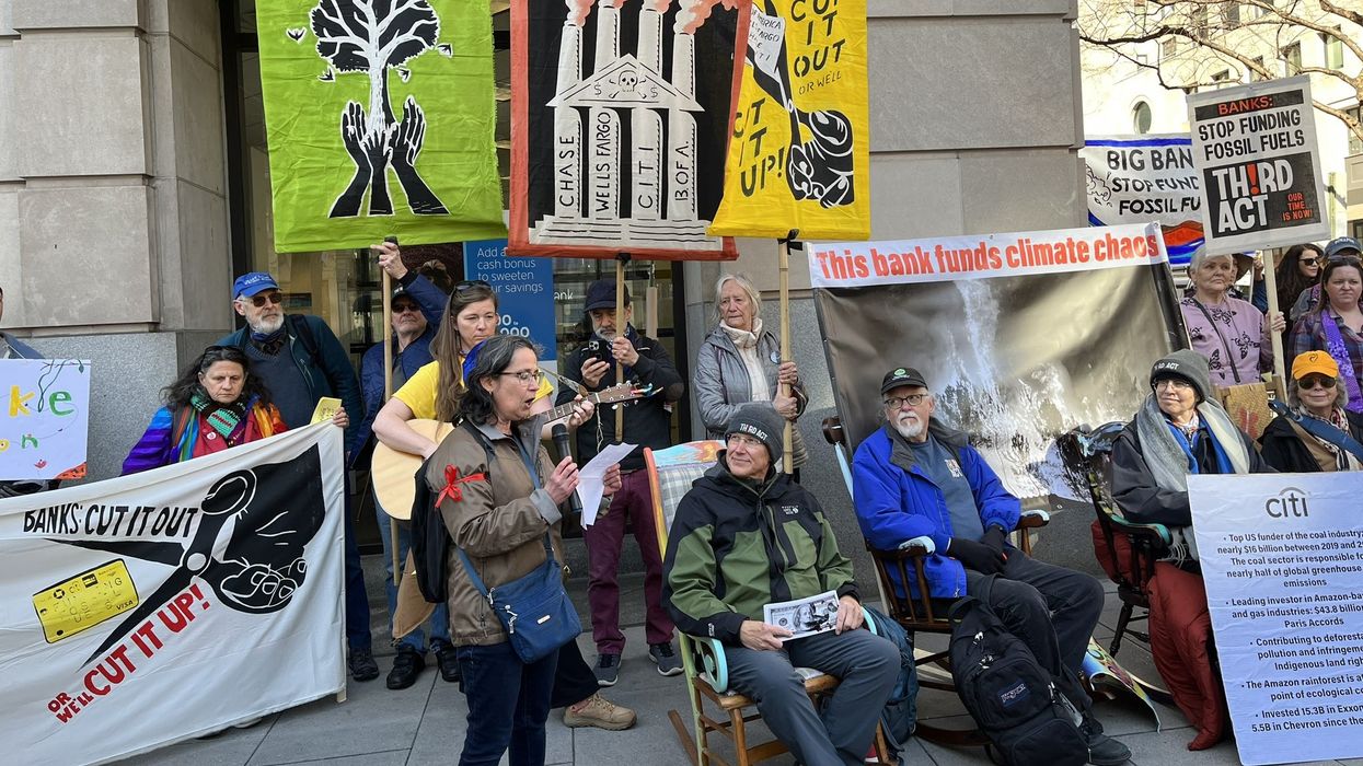 Climate activists participate in a national day of action on March 21, 2023.