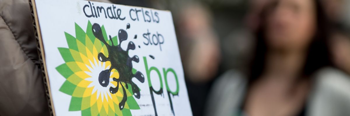 Climate activists protest BP