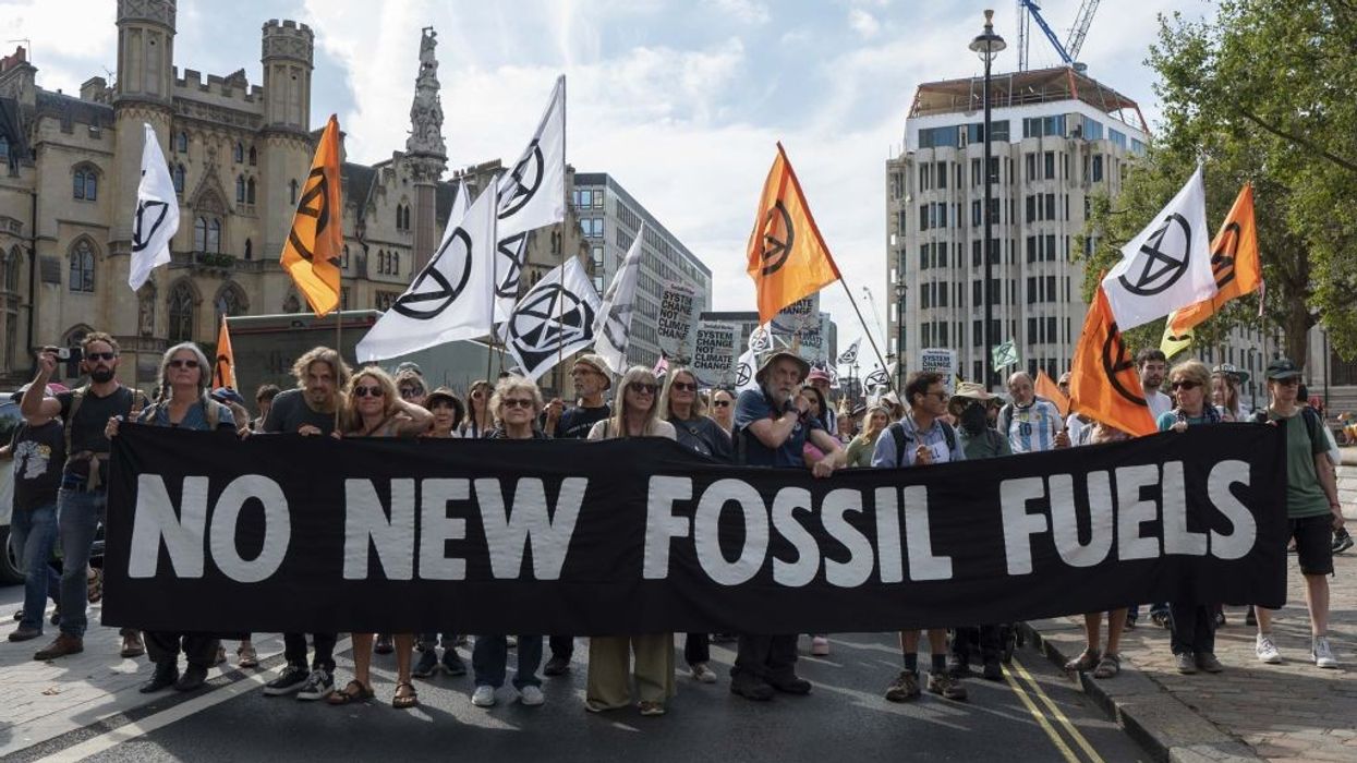 Climate activists protest in London in September 2023.