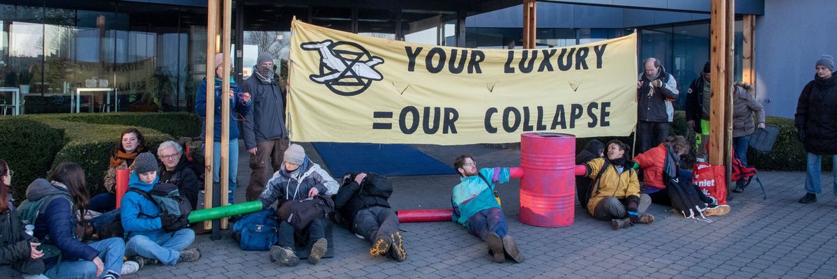 Climate activists protest private jets