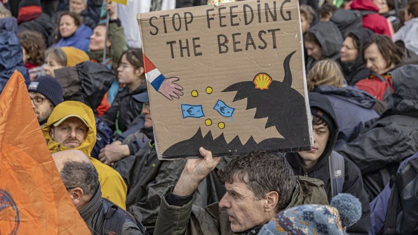 Climate activists stage a sit-in protest