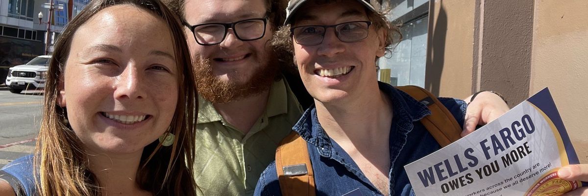 climate activists visit Wells Fargo