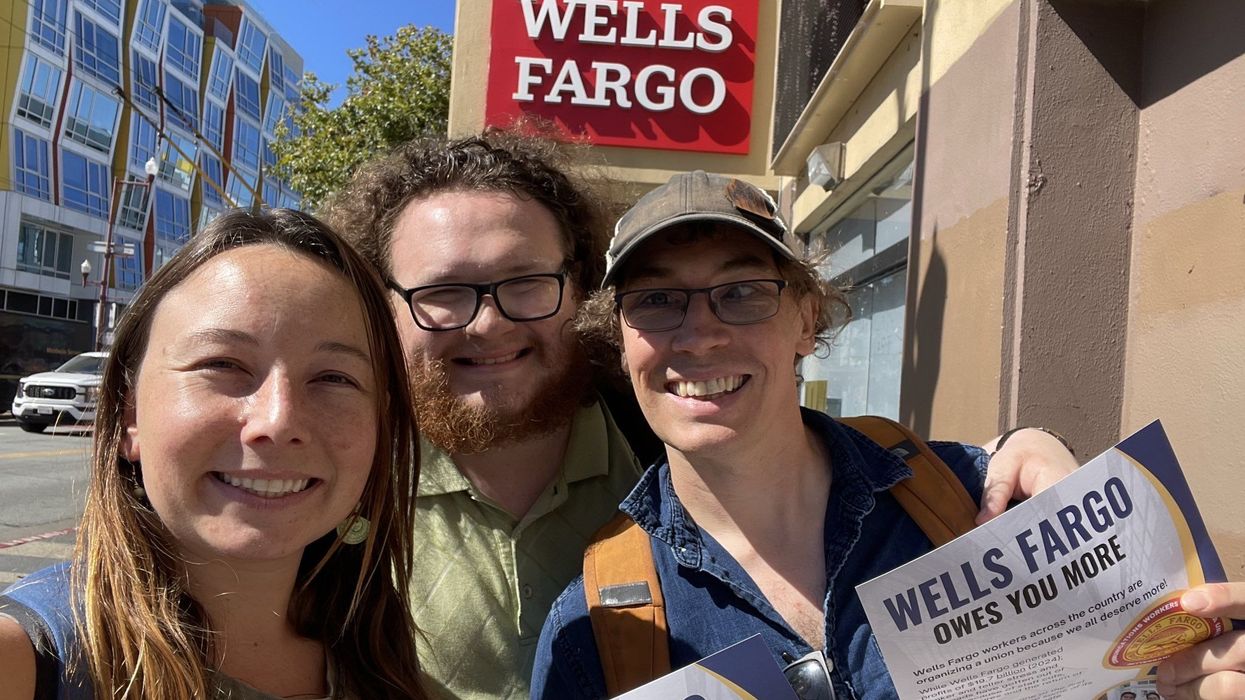 climate activists visit Wells Fargo