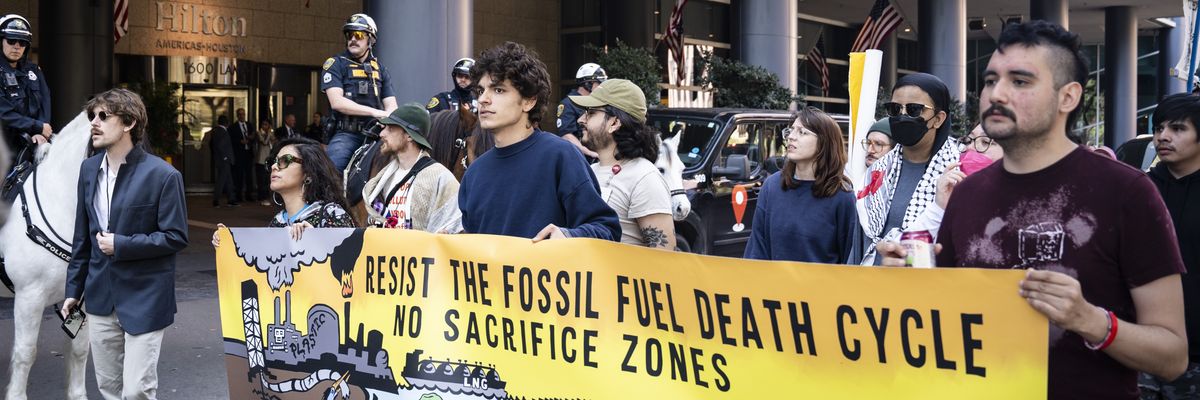 Climate advocates marched at CERAWeek