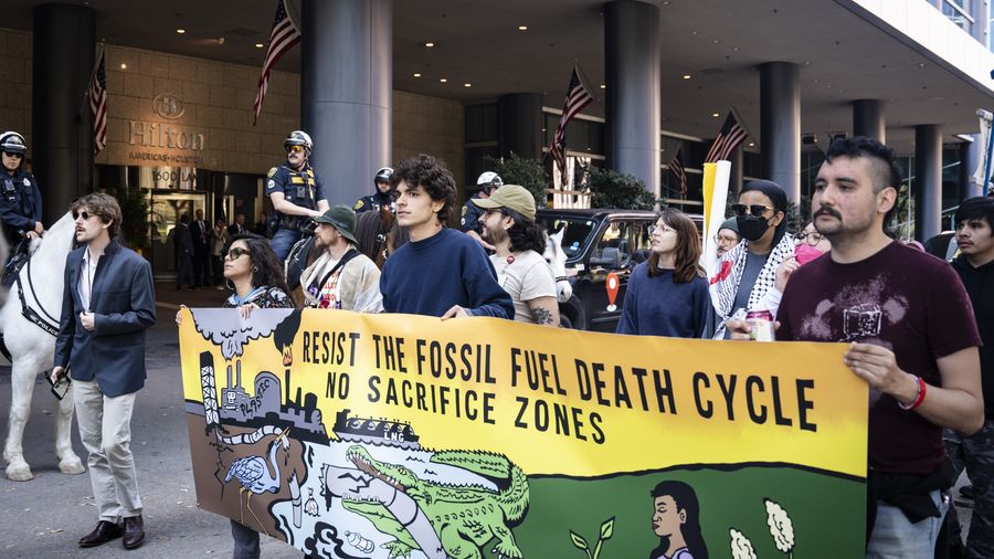 Climate advocates marched at CERAWeek