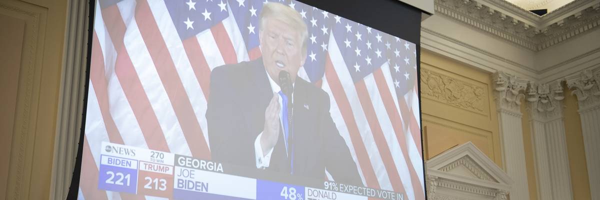 Clip of video of Trump speaking on January 6, 2021.