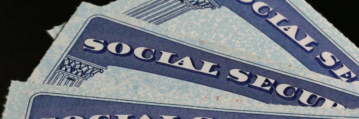 Close-up of social security cards.