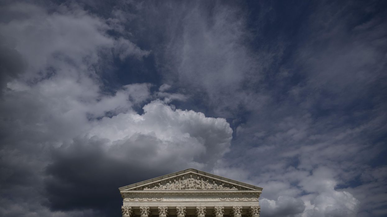 Clouds are seen above the U.S. Supreme Court building on May 17, 2021.
