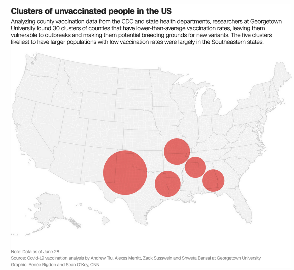 Clusters of undervaccinated people in U.S.