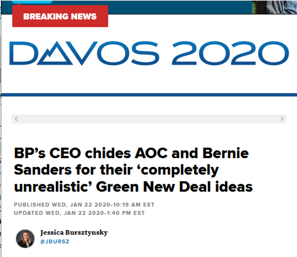 CNBC: BP's CEO chides AOC and Bernie Sanders for their 'completely unrealistic' Green New Deal ideas