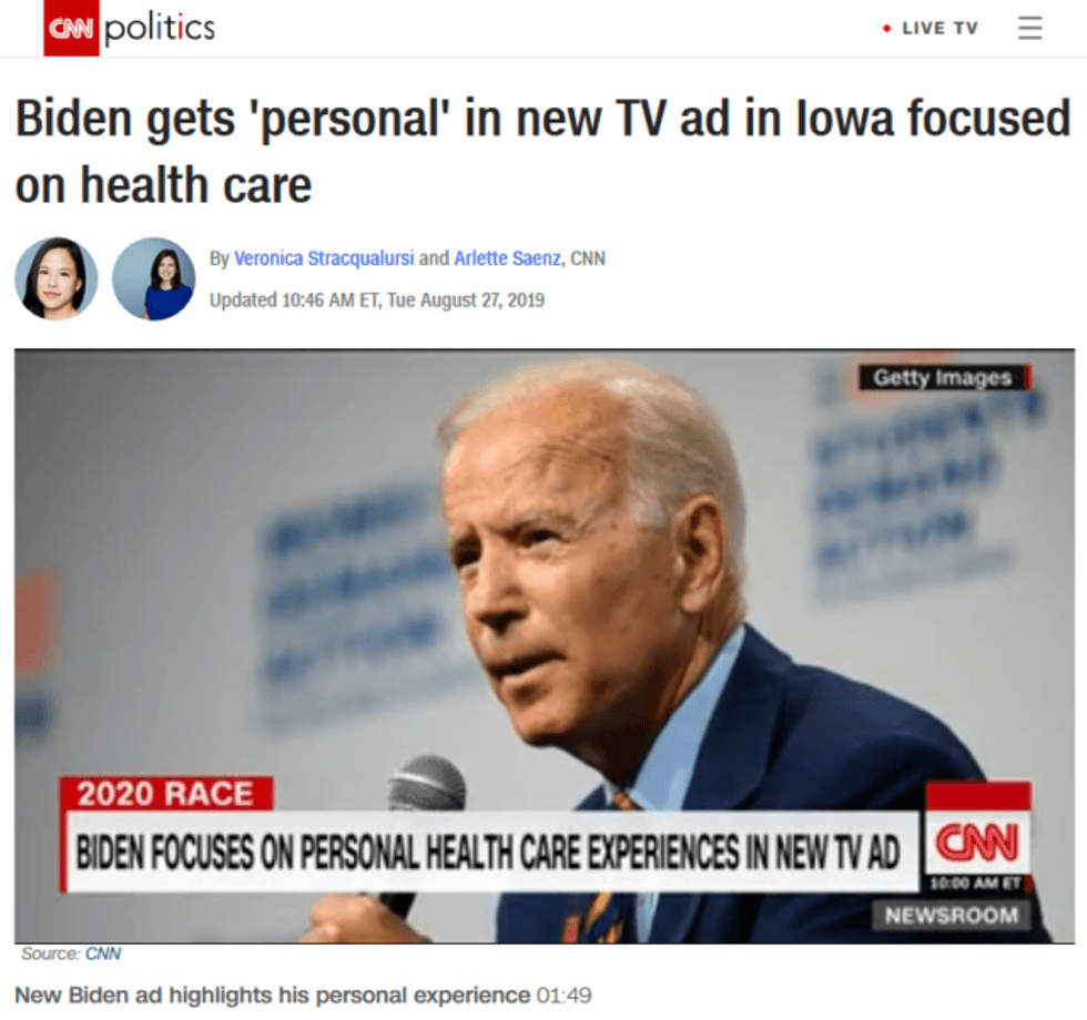 CNN (8/27/19) does not question why, if the lesson of his personal experience is that