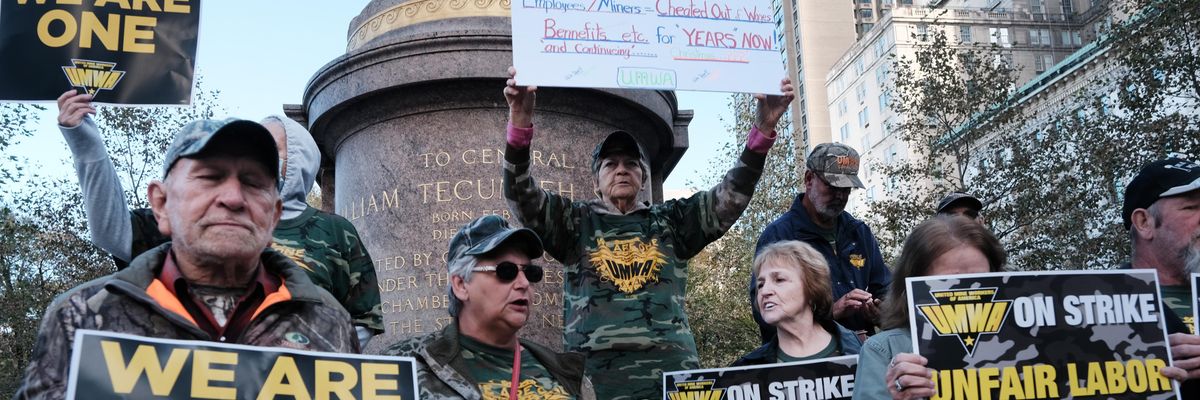 Coal miners march to BlackRock headquarters