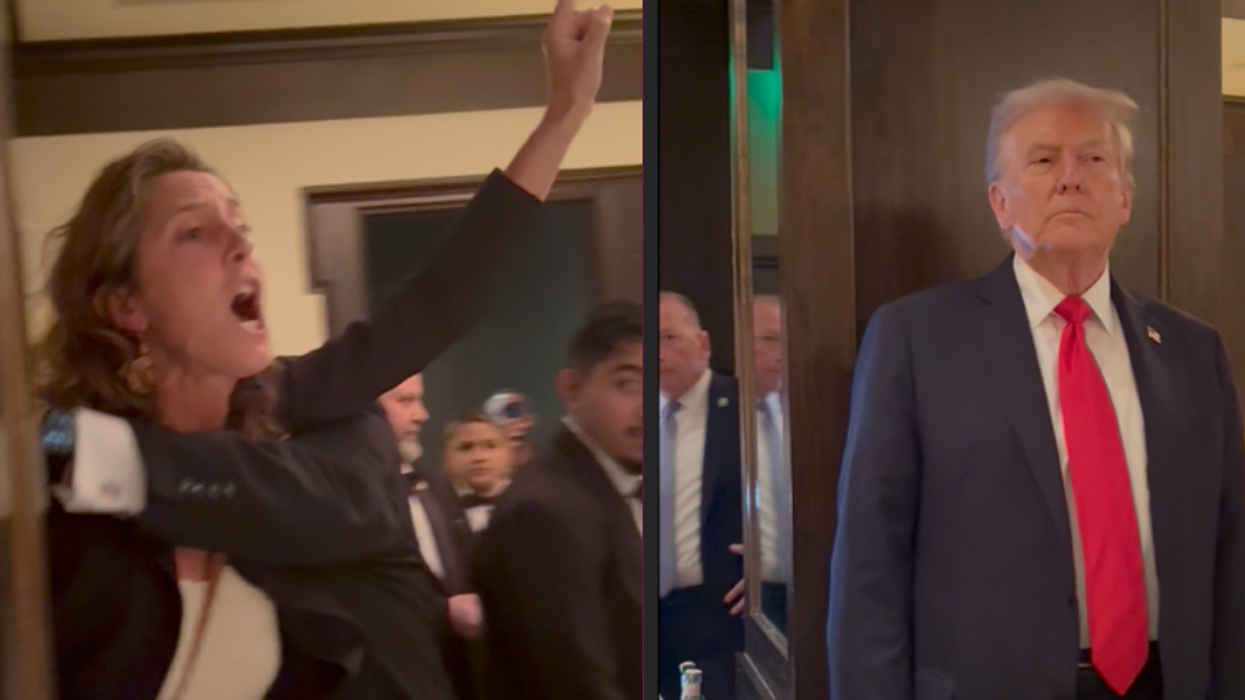 CodePink activist shouts at Donald Trump