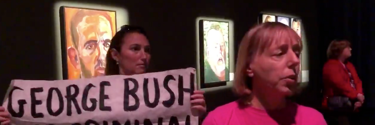 No 'Artwash' for Bush's Crimes, Says CodePink in Protest of Exhibit of Former President's Paintings of Veterans in War He Started