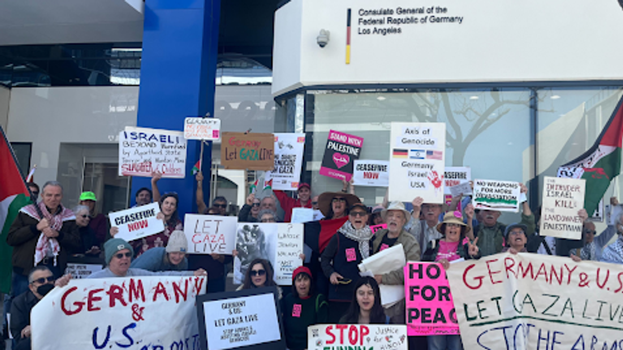 CODEPINK activists outside German Consulate.