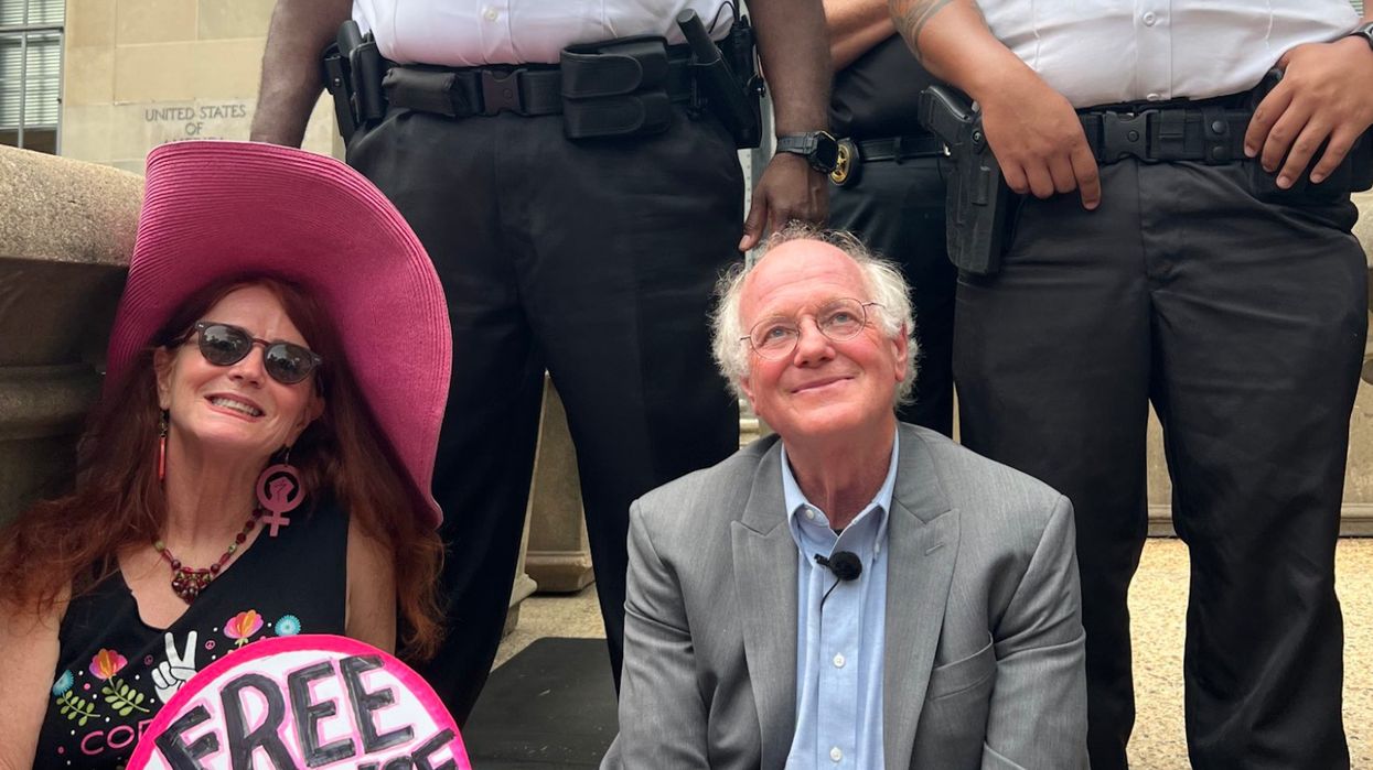 CodePink co-founder Jodie Evans and Ben & Jerry's co-founder Ben Cohen.