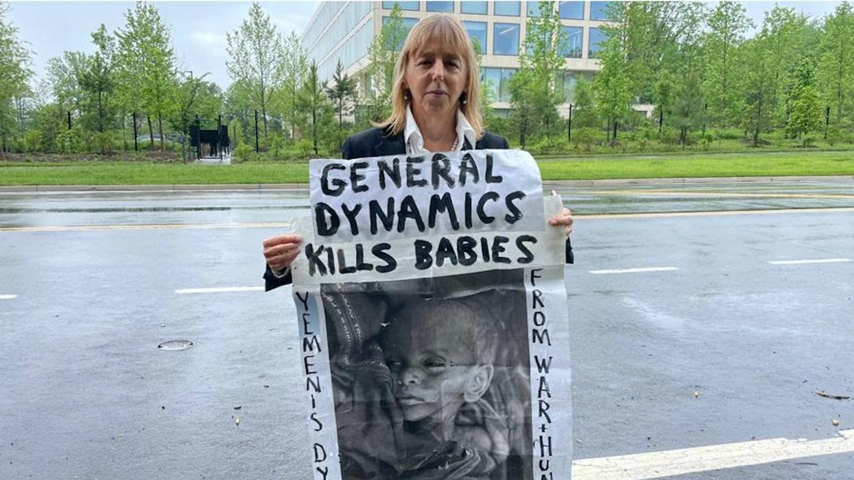 Peace Activist Interrupts General Dynamics Shareholder Meeting to Blast the Business of War