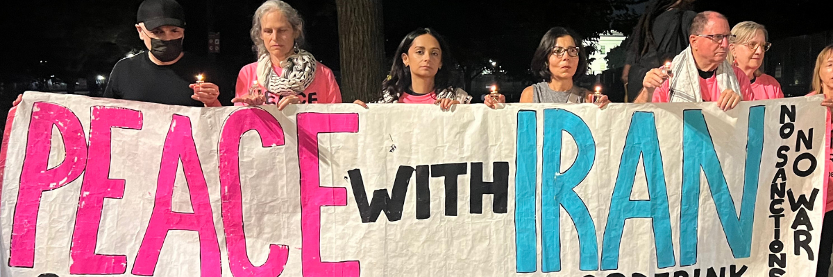 CodePink members march for peace with Iran